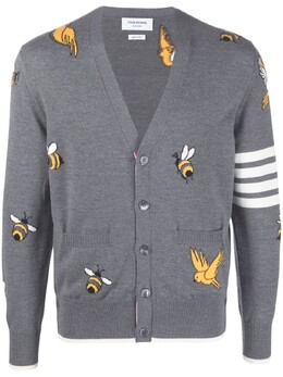 Thom Browne: Серый кардиган  4-Bar