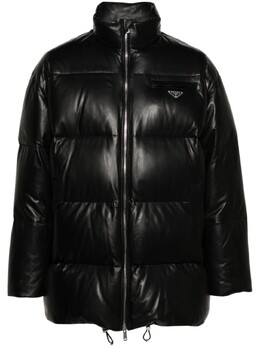 Prada: Кожаный пуховик 