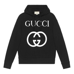 Gucci: Чёрная толстовка  Interlocking G