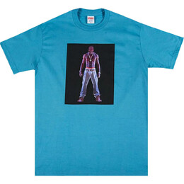 Supreme: Голубая футболка  Tupac Hologram