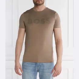 BOSS: Бежевая футболка 