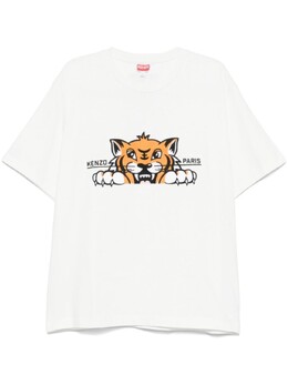 Kenzo: Белая футболка  Tiger