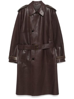 Burberry: Кожаный плащ 