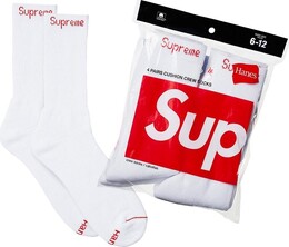 Supreme: Белые носки  Hanes