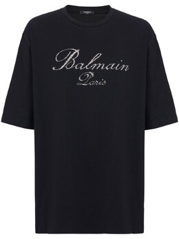 Balmain: Футболка с вышивкой 