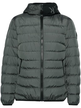Moncler: Зелёный пуховик 
