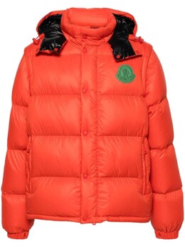 Moncler: Оранжевый пуховик 