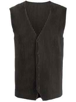 Homme Plissé Issey Miyake: Зелёный жилет 