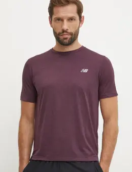 New Balance: Фиолетовая футболка 