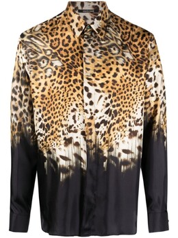 Roberto Cavalli: Рубашка с леопардовым принтом 