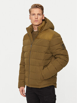 Timberland: Зелёный пуховик 