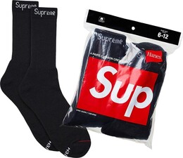 Supreme: Чёрные носки  Hanes
