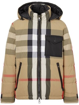 Burberry: Пуховик в клетку 