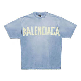 Balenciaga: Голубая футболка 