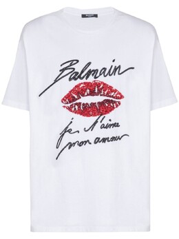Balmain: Белая футболка 