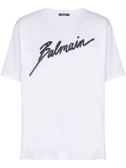 Balmain: Белая футболка 