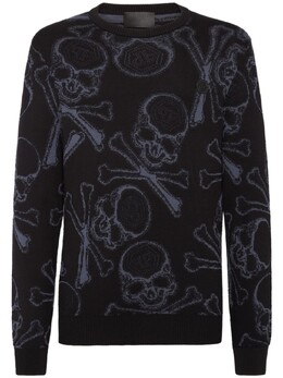 Philipp Plein: Жаккардовый свитер  Skull