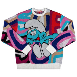 Supreme: Белый свитер  Smurfs