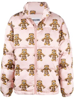 Moschino: Пуховик с принтом 