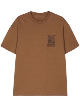Carhartt WIP: Коричневая футболка 