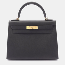 Hermes: Чёрная сумка  Kelly 28