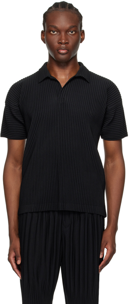 Homme Plissé Issey Miyake: Чёрное поло 