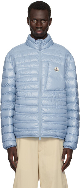 Moncler: Синий пуховик 
