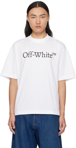 Off-White: Белая футболка  Bookish
