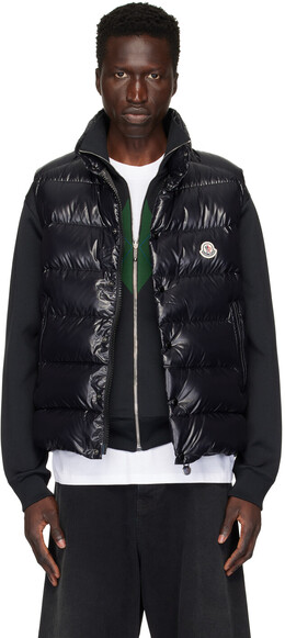 Moncler: Чёрный жилет  Tibb
