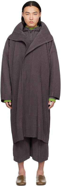 Homme Plissé Issey Miyake: Фиолетовое пальто 