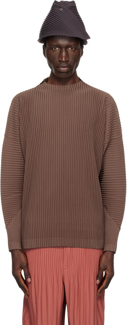 Homme Plissé Issey Miyake: Коричневая футболка 