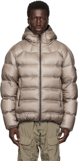 Moncler: Бежевый пуховик 