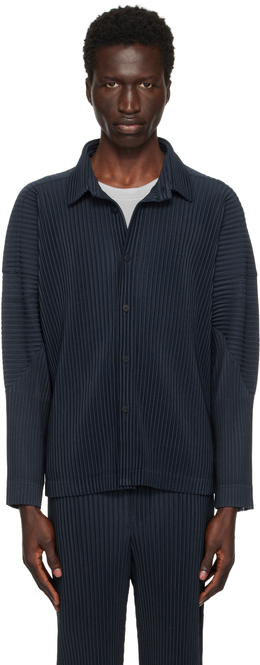 Homme Plissé Issey Miyake: Синяя рубашка 