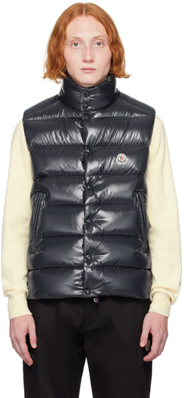 Moncler: Синий жилет  Tibb
