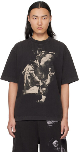 Off-White: Чёрная футболка  Vintage
