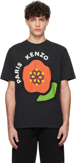 Kenzo: Чёрная футболка  Paris