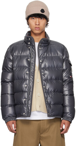Moncler: Серый пуховик 