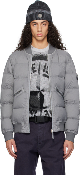 Stone Island: Серый пуховик 