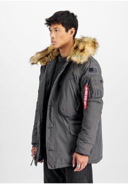 Alpha Industries: Серый пуховик 