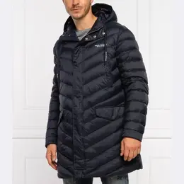 Armani Exchange: Синий пуховик 