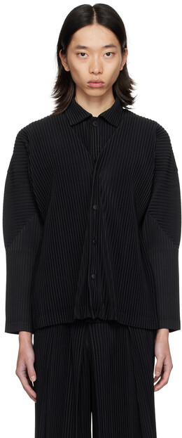 Homme Plissé Issey Miyake: Чёрный кардиган 