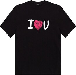 Balenciaga: Чёрная футболка  I Love You