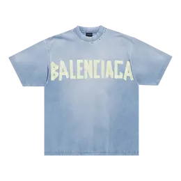 Balenciaga: Голубая футболка 