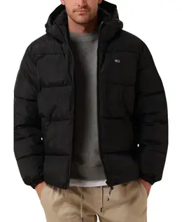 Tommy Hilfiger: Чёрный пуховик  Tommy Jeans