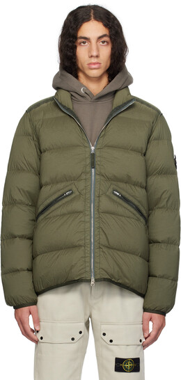 Stone Island: Куртка цвета хаки 