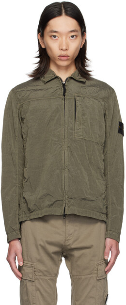 Stone Island: Рубашка цвета хаки 
