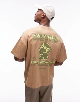 Carhartt WIP: Бежевая футболка 