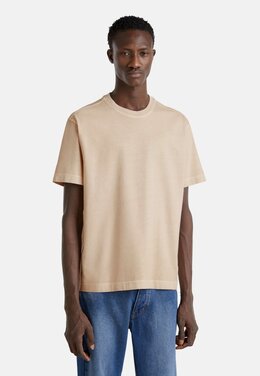 United Colors Of Benetton: Бежевая футболка 