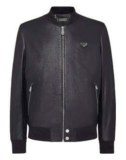 Philipp Plein: Кожаная куртка  Iconic Plein