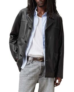 Allsaints: Кожаное пальто 